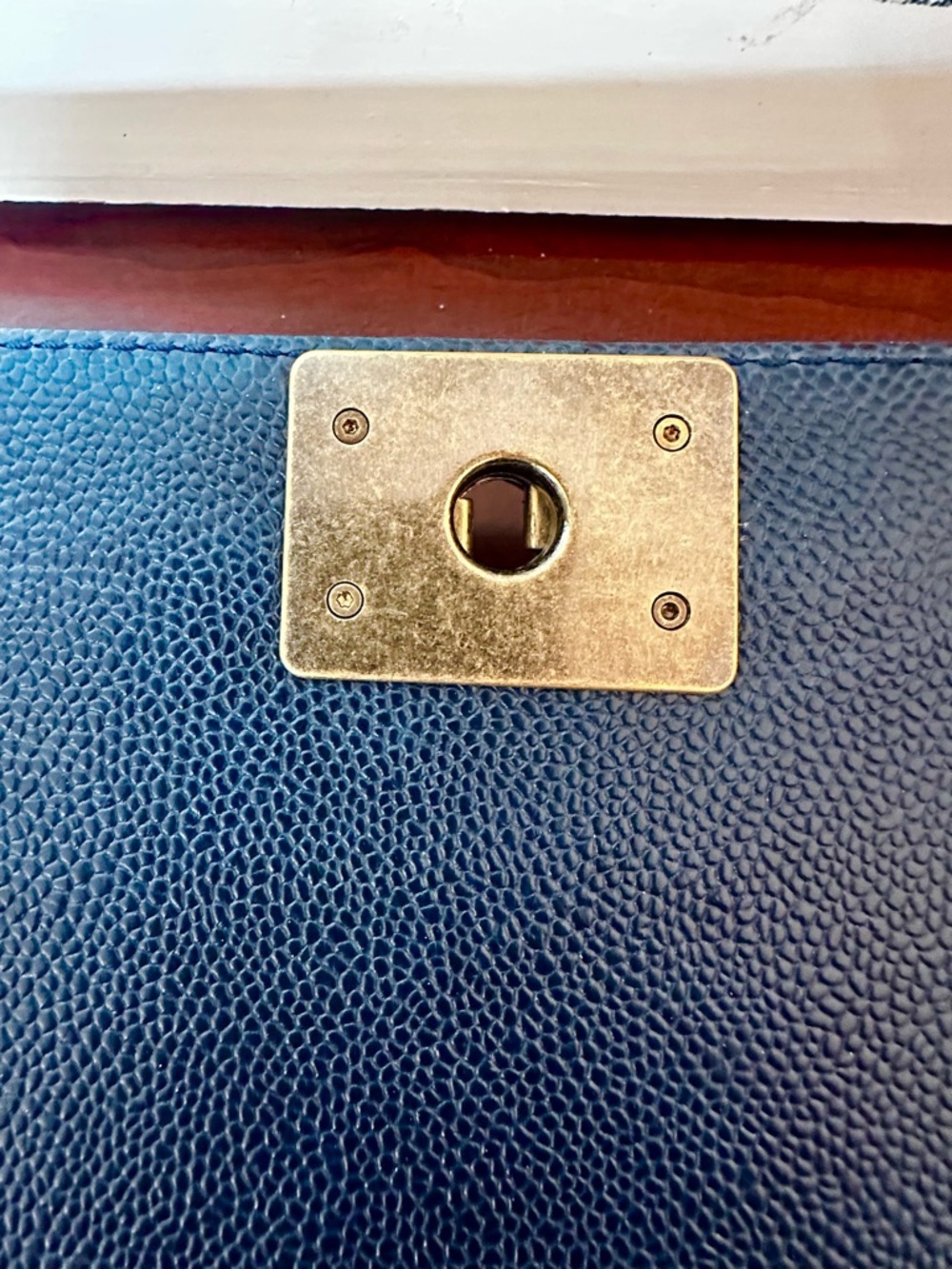 CHANEL Dark Navy Quilted Boy Flap Shoulder Bag with Gold Chain - Picture 11 of 16